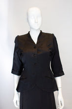 Load image into Gallery viewer, A Vintage 1940s Black Satin short sleeved Jacket