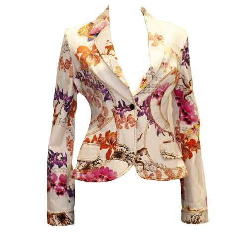 A vintage roberto  1980s Cavalli Floral Cotton Jacket