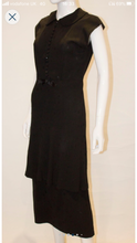 Load image into Gallery viewer, 1940s Black Cocktail Dress with Cap Sleaves