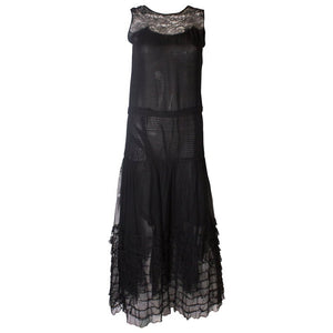 Vintage 1920s Black Evening Gown
