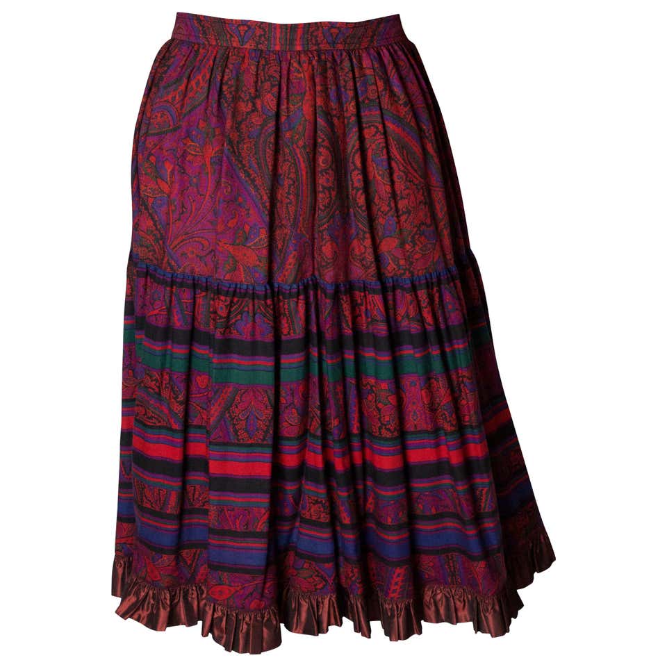 A vintage 1970s Yves saint Laurent Rive Gauche Paisley Print Skirt