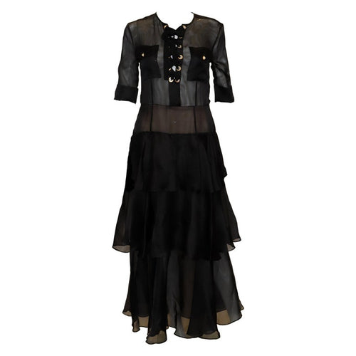 Alessandra Rich Black Silk Gown