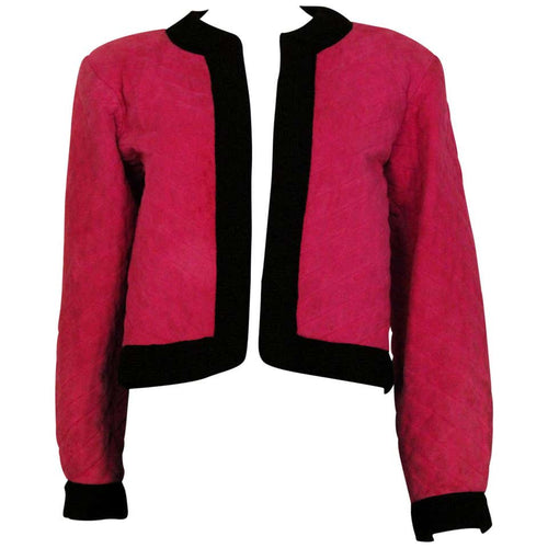 A Vintage 1970s - 1980s Yves Saint Laurent Rive Gauche pink Suede bomber Jacket