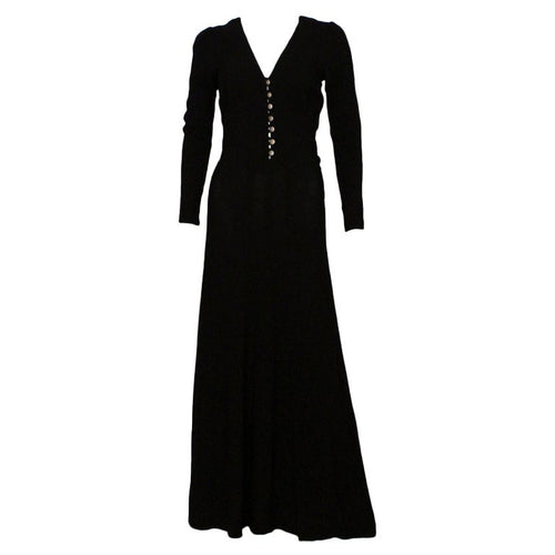 Ossie Clark Black Moss Crepe Maxi Dress, 1970s