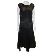 Load image into Gallery viewer, Vintage 1920s Black Beaded Flapper Dress