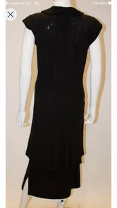 1940s Black Cocktail Dress with Cap Sleaves