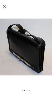 A 1990s Loewe black Leather Handbag with Adjustable Strap