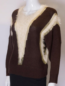 Vintage Brown, Gold and White Jumper