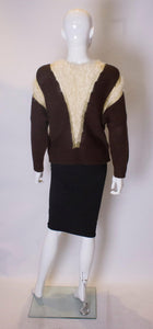 Vintage Brown, Gold and White Jumper