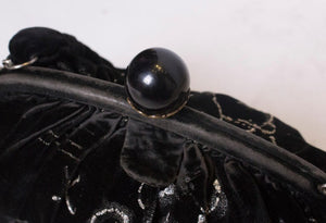 Vintage Black Velvet Handbag