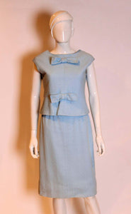 A vintage 1970s pale blue dress by Yves Saint Laurent for Fortnum and Mason