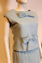 Load image into Gallery viewer, A vintage 1970s pale blue dress by Yves Saint Laurent for Fortnum and Mason