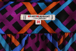 A Vintage 1980s colourful Yves Saint Laurent Silk Blouse