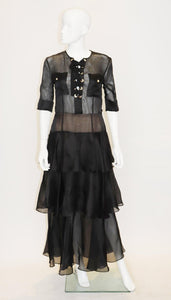 Alessandra Rich Black Silk Gown