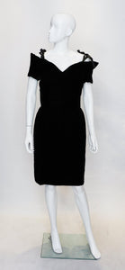 Lanvin Paris Black Velvet and Ribbon Dress