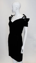 Load image into Gallery viewer, Lanvin Paris Black Velvet and Ribbon Dress