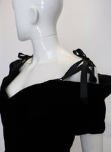 Load image into Gallery viewer, Lanvin Paris Black Velvet and Ribbon Dress