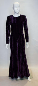 A Vintage 1990s Yves Saint Laurent Rive Gauche purple Velvet Gown