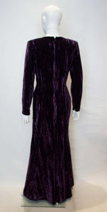 A Vintage 1990s Yves Saint Laurent Rive Gauche purple Velvet Gown