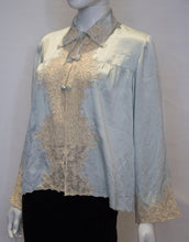 Load image into Gallery viewer, Vintage Silk Satin Bed Jacket with Lace Detail