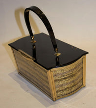Load image into Gallery viewer, Vintage Lucite Black and Gold Evening Bag