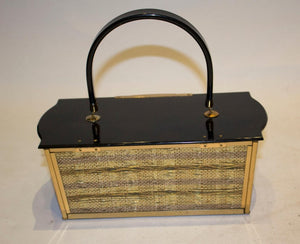 Vintage Lucite Black and Gold Evening Bag