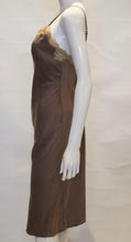 Load image into Gallery viewer, Vintage Brown Silk Slip with Lace Detail