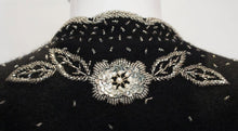 Load image into Gallery viewer, Vintage Black Wool Cardigan with Sequin, Bead and Pearl Decoration