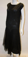 Load image into Gallery viewer, Vintage 1920s Black Beaded Flapper Dress