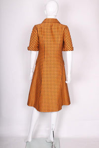 1960s Orange & Black Spotted Vintage Coat Dress