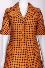 Load image into Gallery viewer, 1960s Orange &amp; Black Spotted Vintage Coat Dress