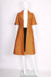 1960s Orange & Black Spotted Vintage Coat Dress