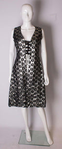 A Vintage 1960s Silver and Black Waistcoat /Mini Dress
