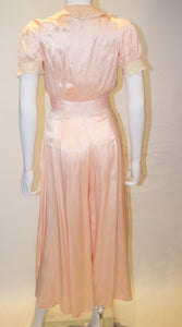 A Vintage 1940s Pink Silk Satin Lingerie Jumpsuit