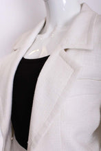 Load image into Gallery viewer, A vintage 1990s white with black lace trim Yves Saint Laurent Skirt Suit
