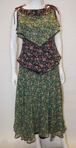 A Vintage 1970s Anna Belinda Floral Skirt and Top