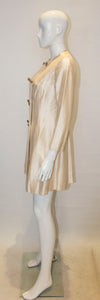 A Vintage 1960s Ivory Raw Silk Coat Dress