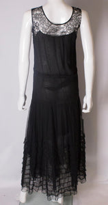 Vintage 1920s Black Evening Gown
