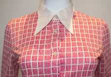 Load image into Gallery viewer, A Vintage 1960s Nina Ricci Red and White logo button up Shirt