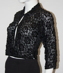 A Vintage 1960s Black Beaded Evening Jacket
