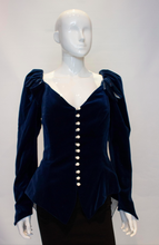 Load image into Gallery viewer, A Vintage 1980s Blue Velvet Jacket