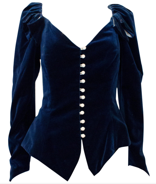 A Vintage 1980s Blue Velvet Jacket