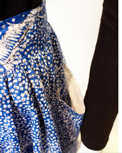 A Vintage 1980s Escada Blue and White Cotton tiger printed Skirt