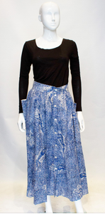 A Vintage 1980s Escada Blue and White Cotton tiger printed Skirt