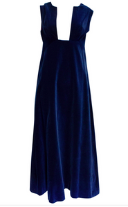 A Vintage 1970s Jean Allen navy blue Velvet Dress