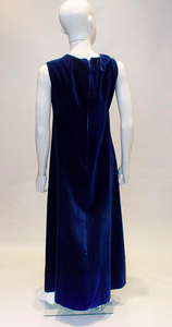 A Vintage 1970s Jean Allen navy blue Velvet Dress