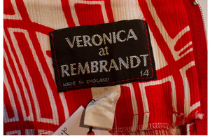 A Vintage 1970s Veronica at Rembrant Red and White Dress