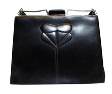 Load image into Gallery viewer, A Vintage 1920s Black Leather Art Deco Bag