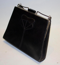 Load image into Gallery viewer, A Vintage 1920s Black Leather Art Deco Bag