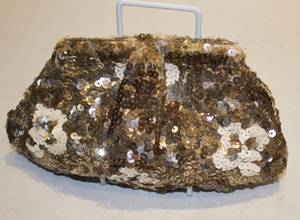 A Vintage 1920s Gold , Bronze and Cream Sequin Purse